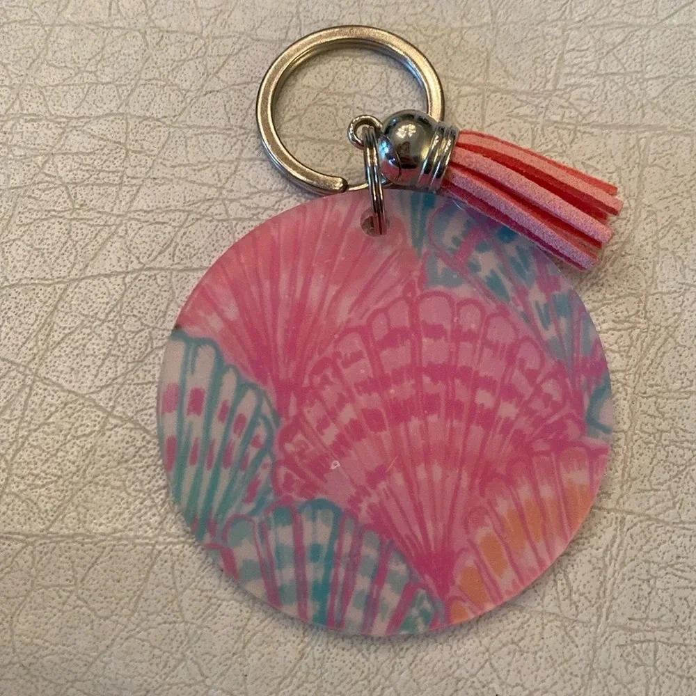 Pink‎ & Blue Sea Shell keychain / bag charm